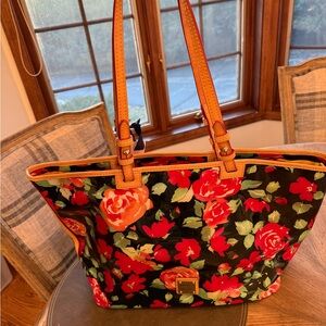 Dooney and Bourke Floral Tote Bag with Leather Straps New
